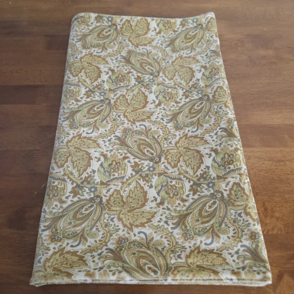 Vtg Pottery Barn Cotton Velvet Paisley Floral Table Runner Fall Autumn Y2K 18x90